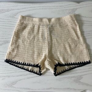 Zara NWOT Crochet Shorts Ecru Black Women’s Size M